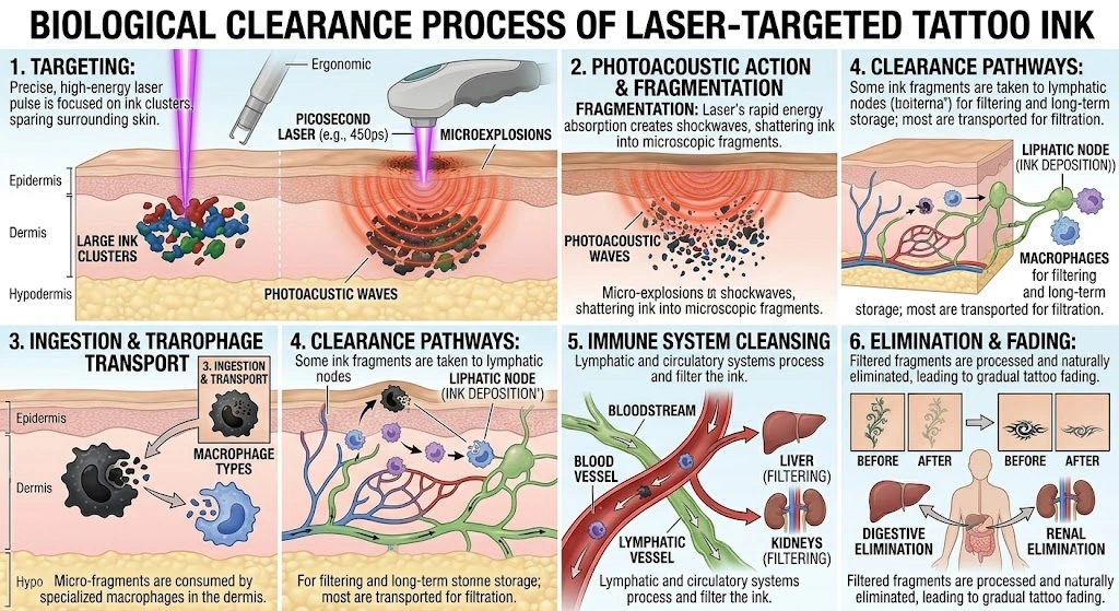 Step by step PicoWay tattoo removal process diagram