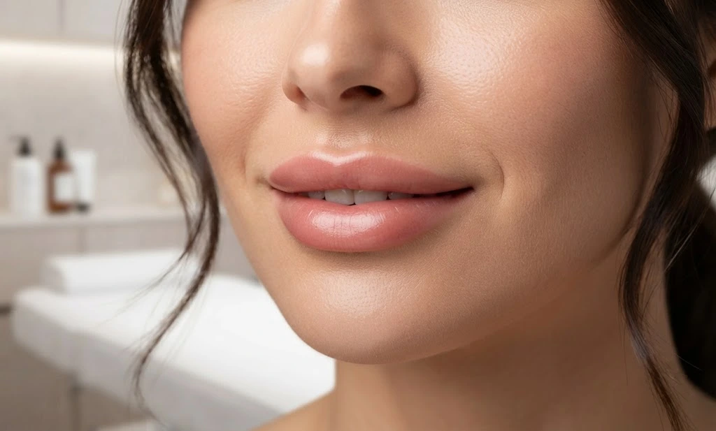 Soft pink lip blush color returning during the blooming phase.