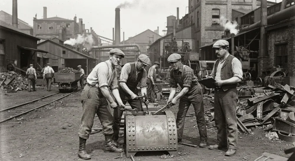 Working-class men's clothing in the 1920s.