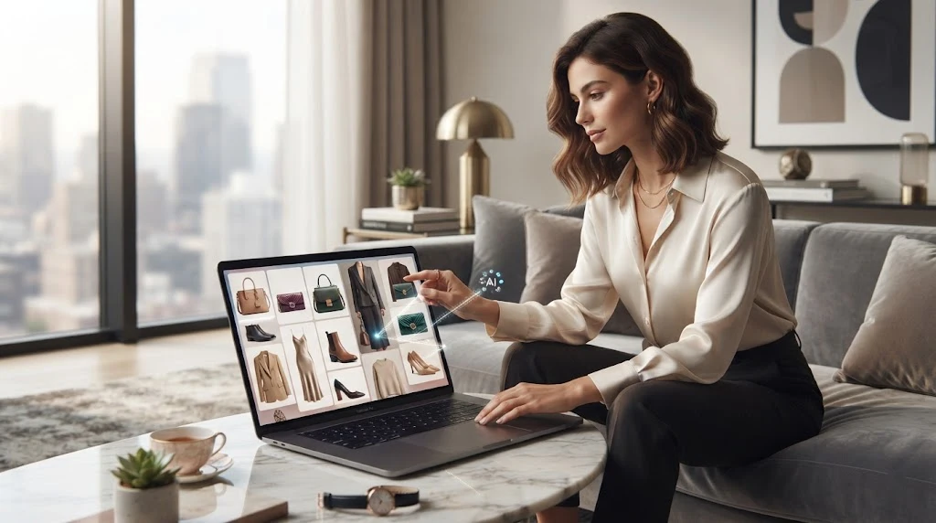 AI-powered luxury fashion recommendations on a digital shopping platform