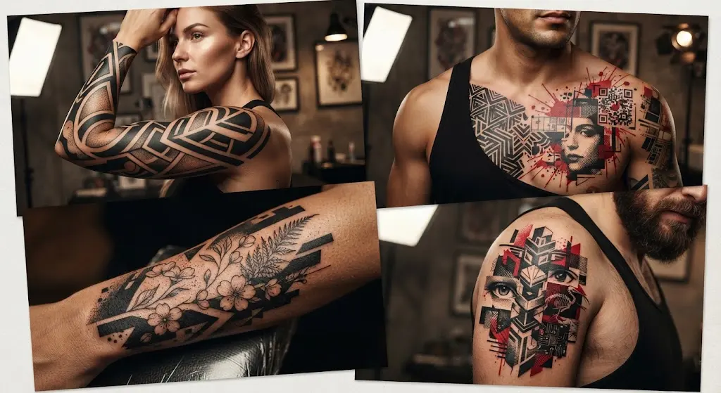 Blackwork and modern hybrid tattoo styles