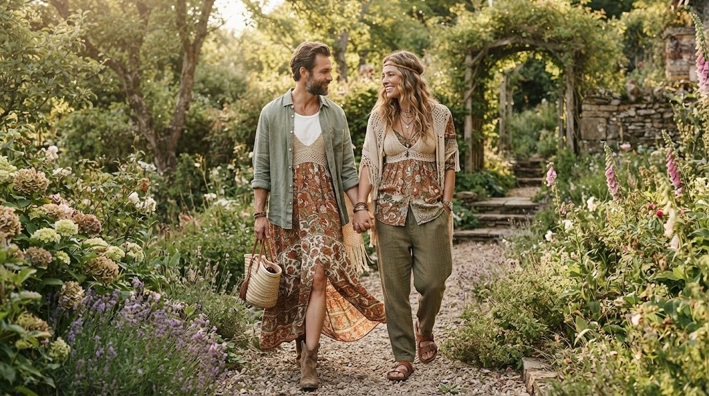 Bohemian clothing style with flowing natural fabrics