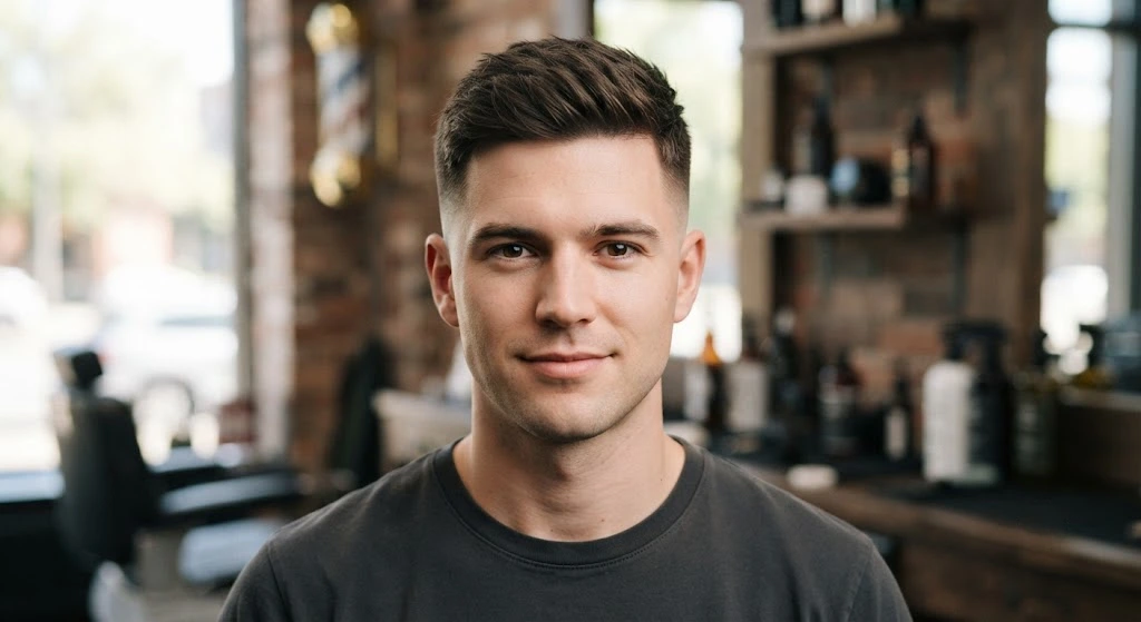Brush cut hairstyle for men