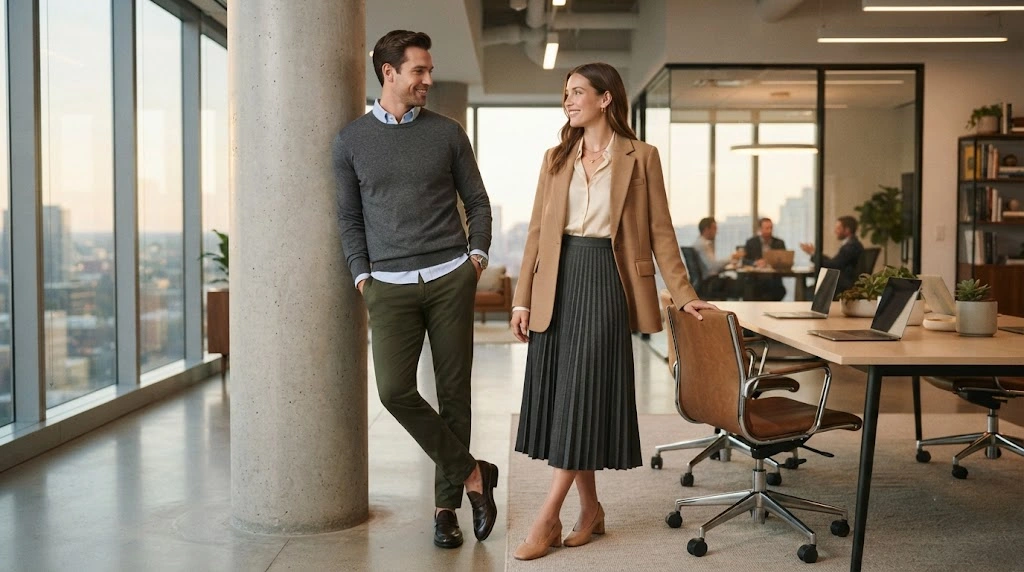 Business casual clothing style for men and women
