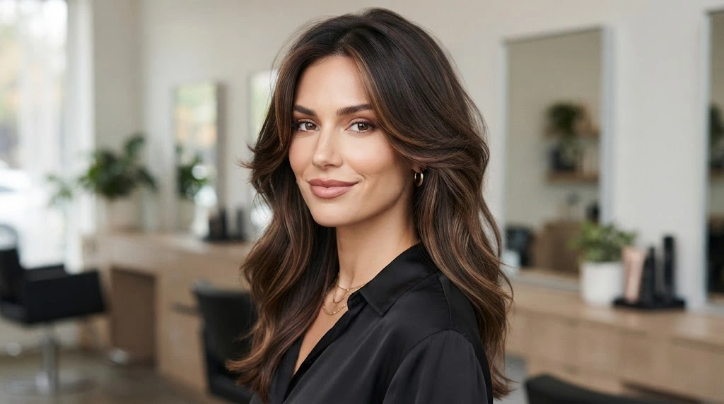 Butterfly haircut with face-framing layers for an oblong face