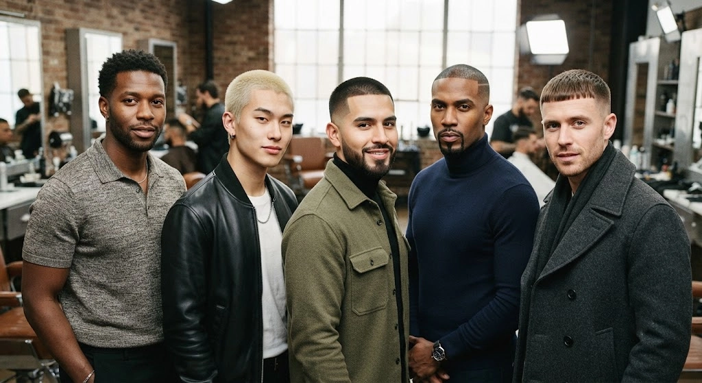 Textured, dyed, drop fade, temple fade, and Caesar buzz cut styles