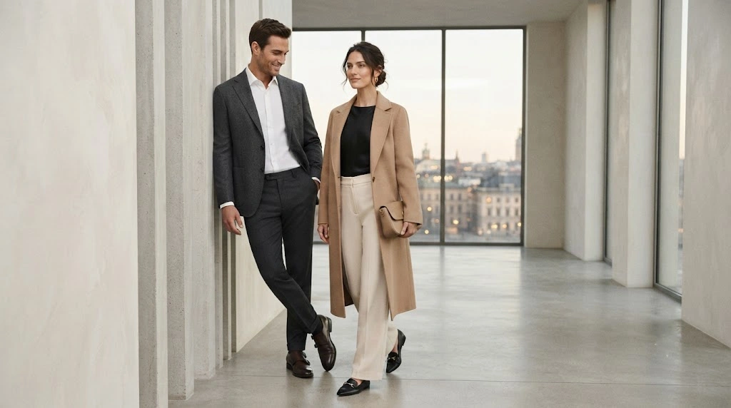 Chic clothing style with sleek tailored outfits