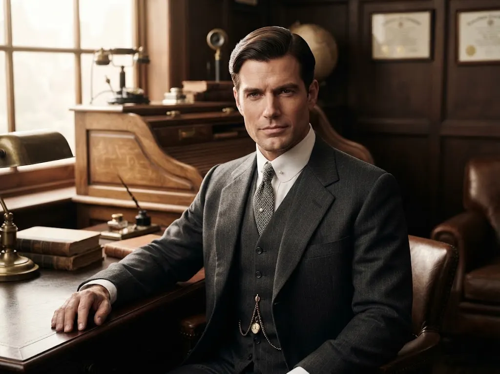 1920s businessman with neatly combed side-swept hair