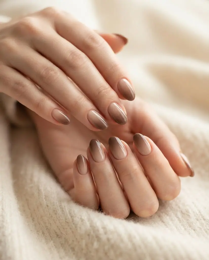 Beige to mocha neutral fall ombre nails