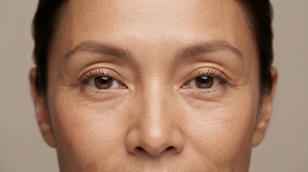 Close-up example of natural double eyelids