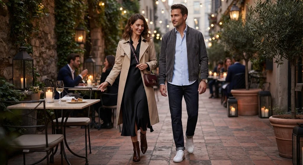 Evening outfits for dinner in 60–65 degree weather