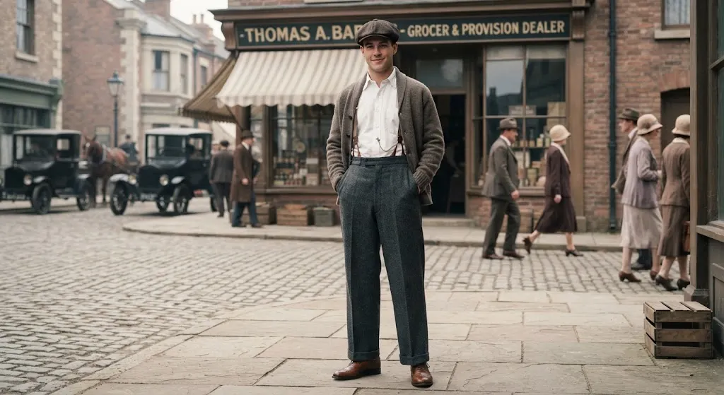 Complete everyday casual outfit for a 1920s man