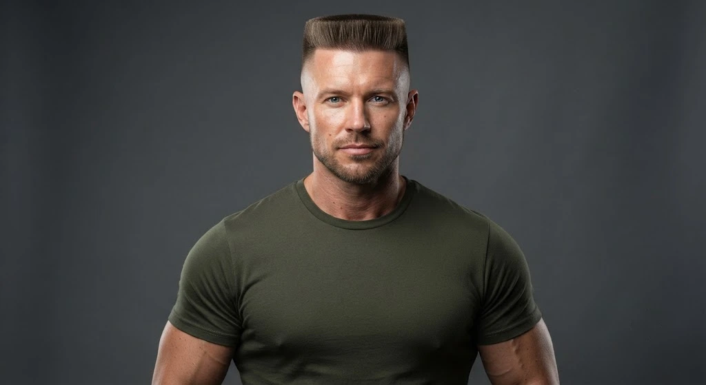Flat top military haircut