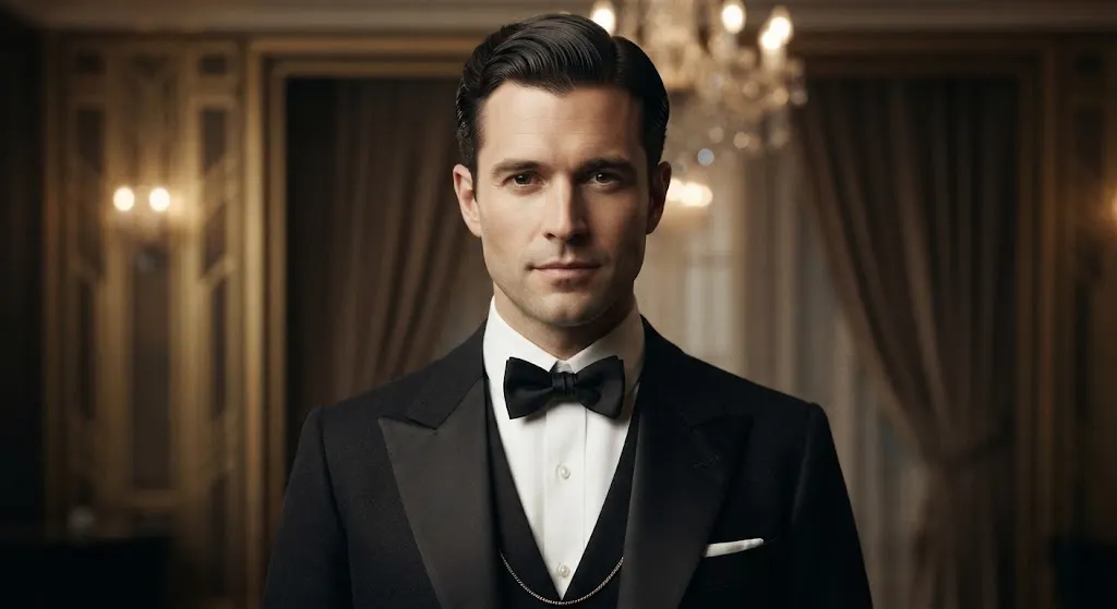 1920s formal white shirt and black bow tie