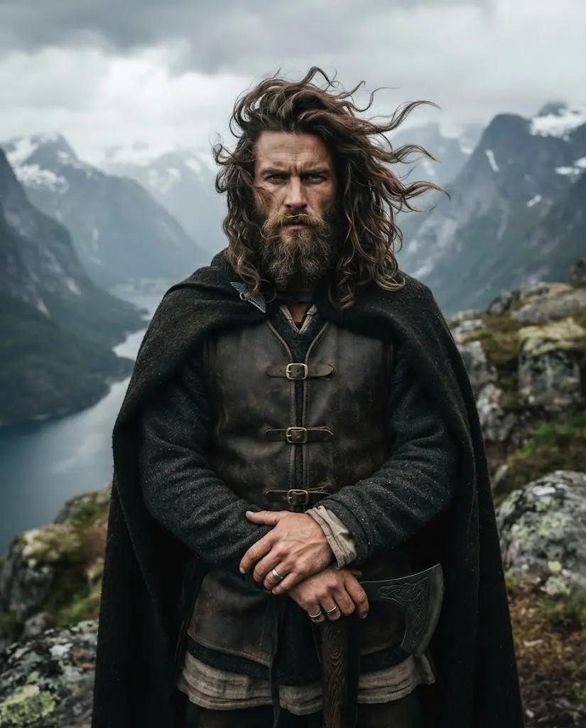 Messy Viking warrior hairstyle for men