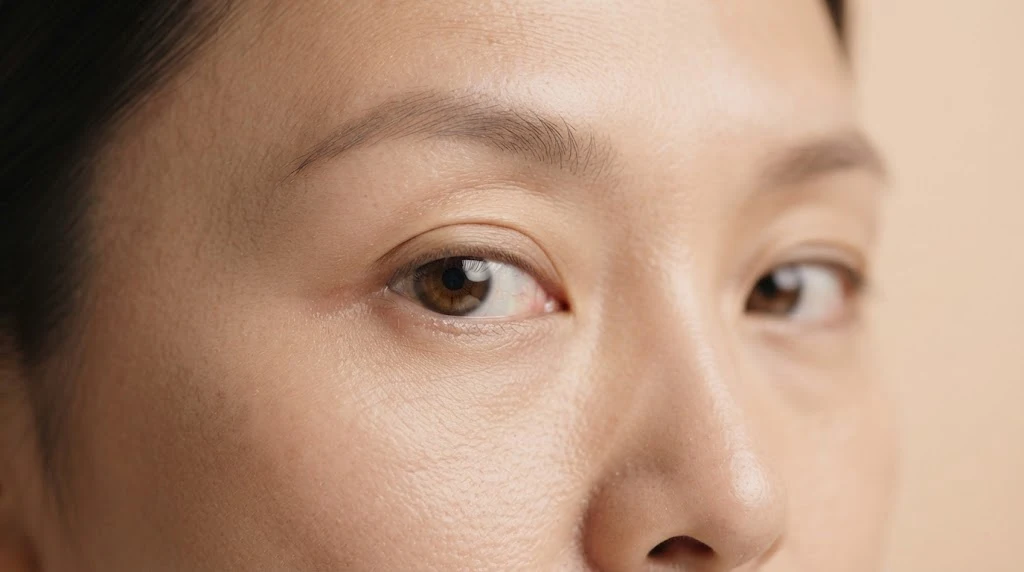 Close-up example of natural monolid eyelids