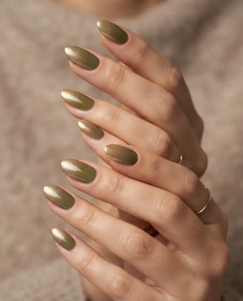 Olive Green to Gold Shimmer