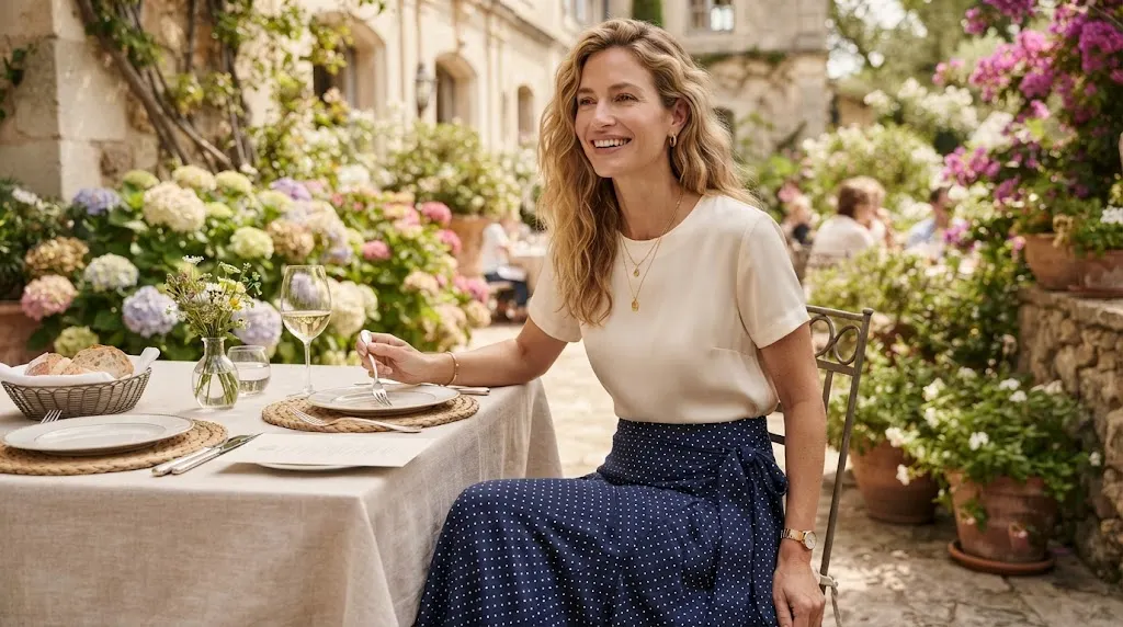 Navy polka-dot Paula tie waist maxi skirt
