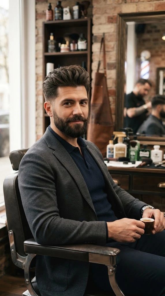 Textured quiff hairstyle for men with thick hair