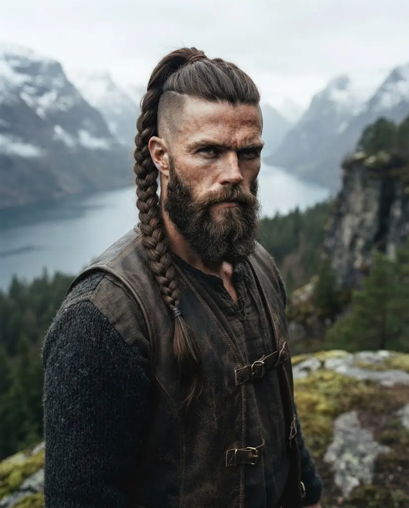 Viking ponytail braid for men