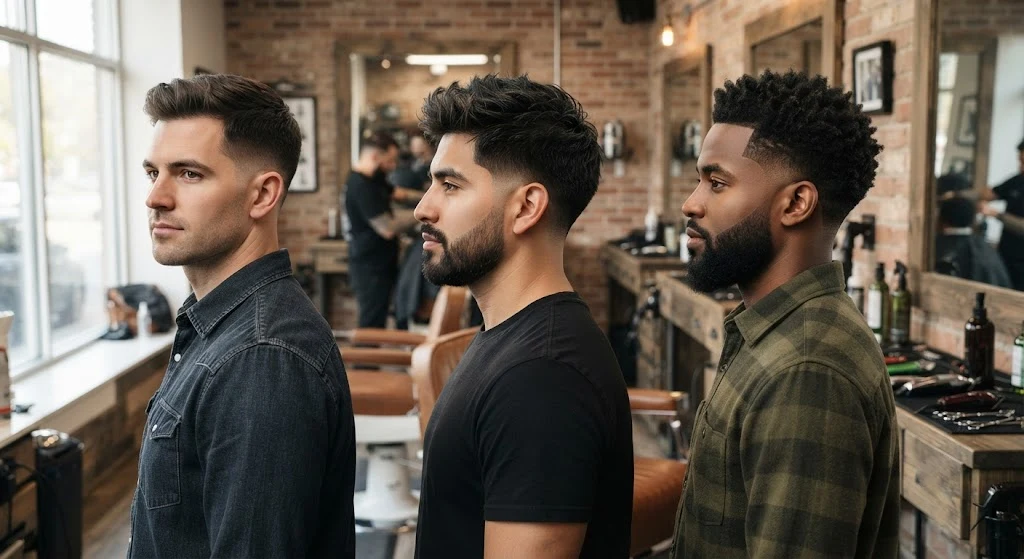 Different taper haircut styles including classic, low, and temple taper