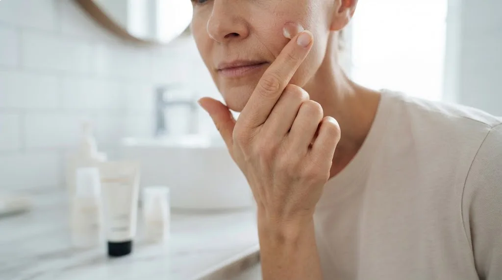 Applying healing ointment after mole removal treatment