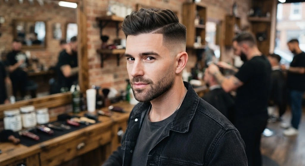 Quiffed buzz fade hairstyle
