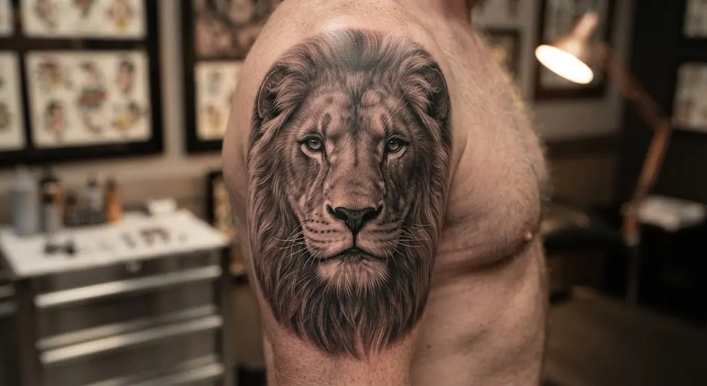 Black and grey realism tattoo with detailed shading