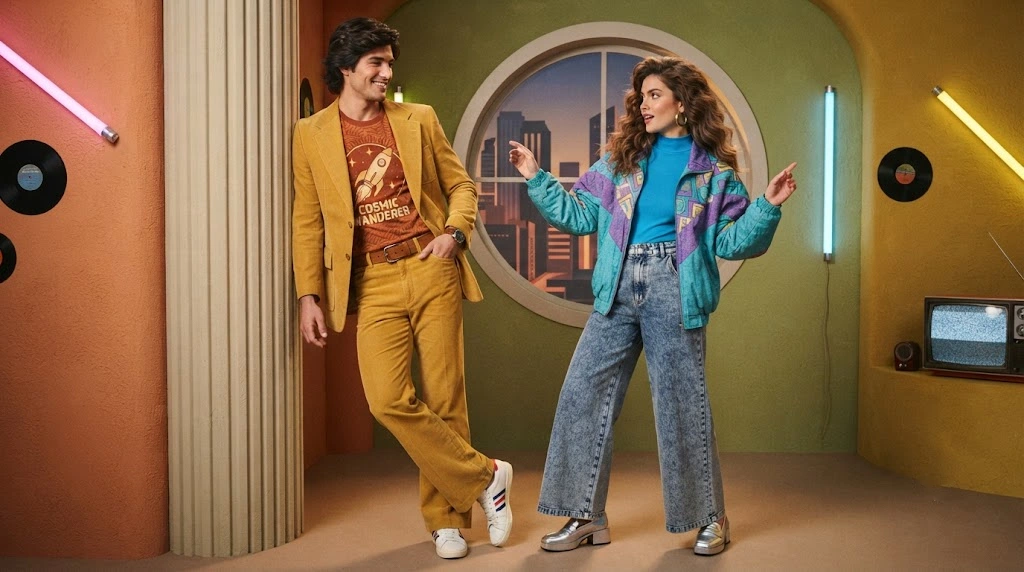 Retro clothing style inspired by the 1970s 1980s and 1990s