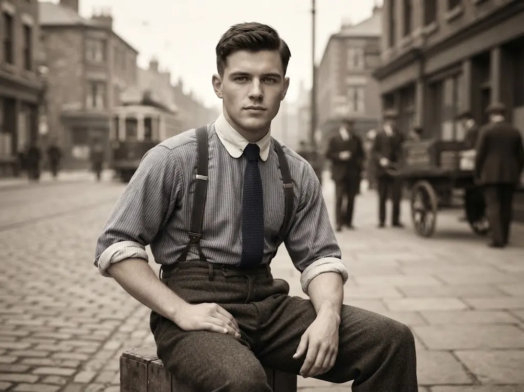 1920s man wearing a short back and sides haircut