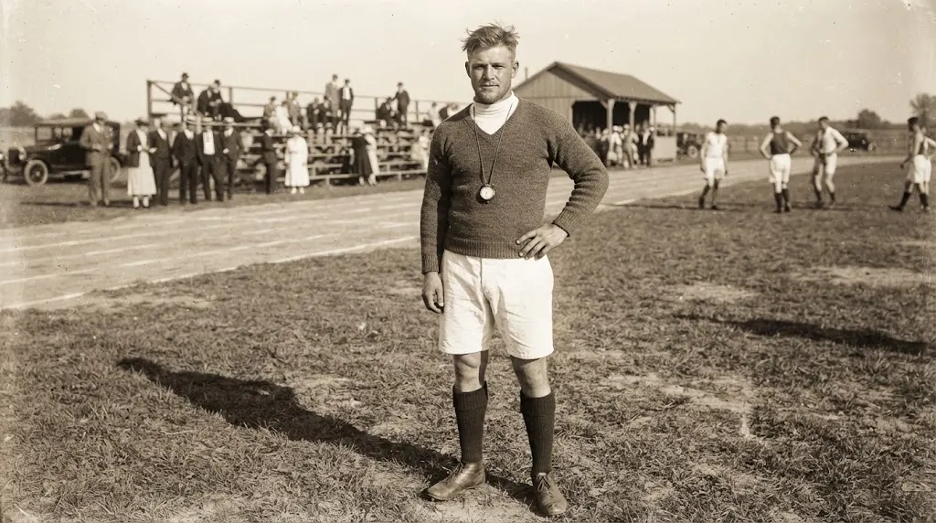 1920s athlete with a short cropped haircut