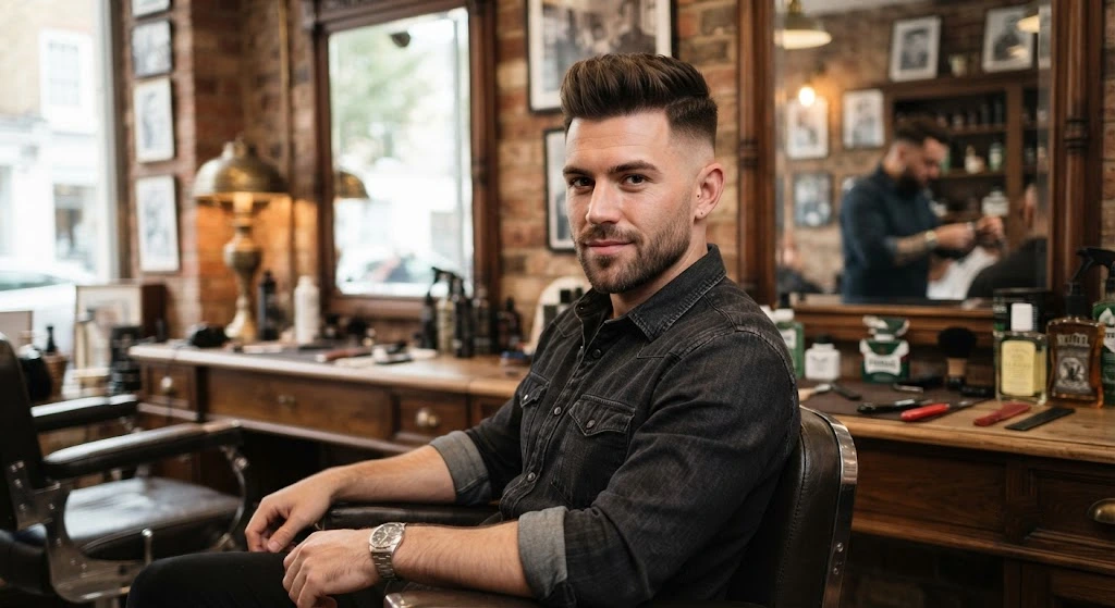 Short pompadour military haircut