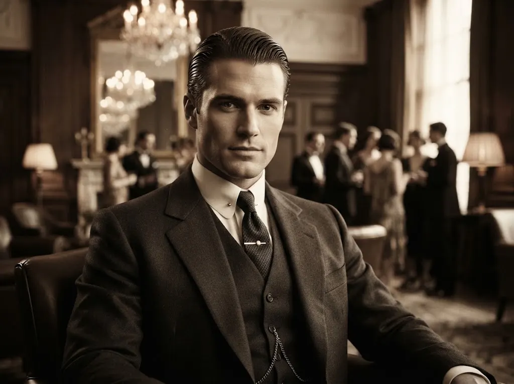 1920s man with polished slicked-back hair