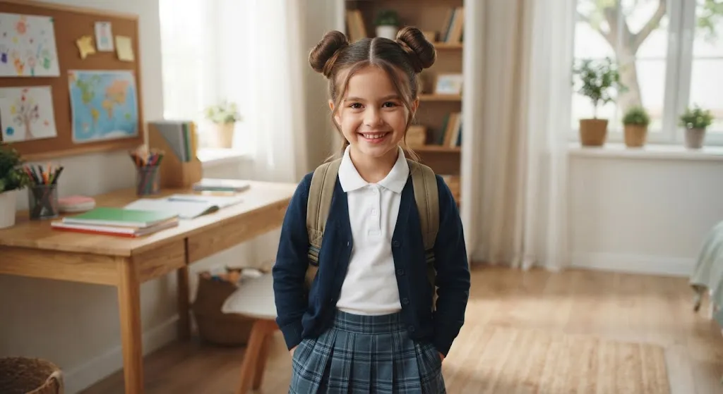 Cute space buns hairstyle for school