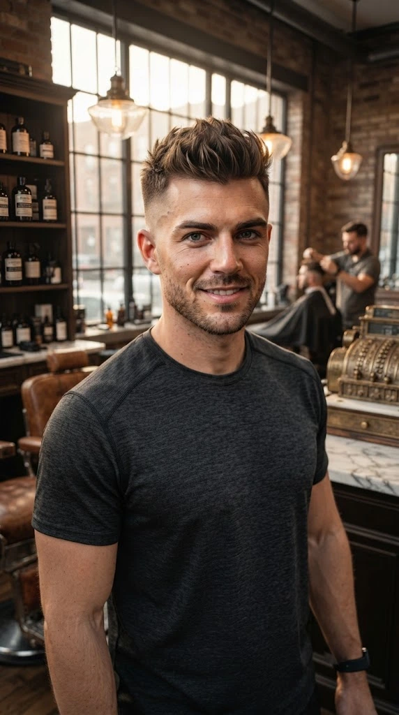 Tapered top with fade haircut