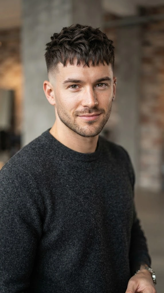 Textured crop fade hairstyle
