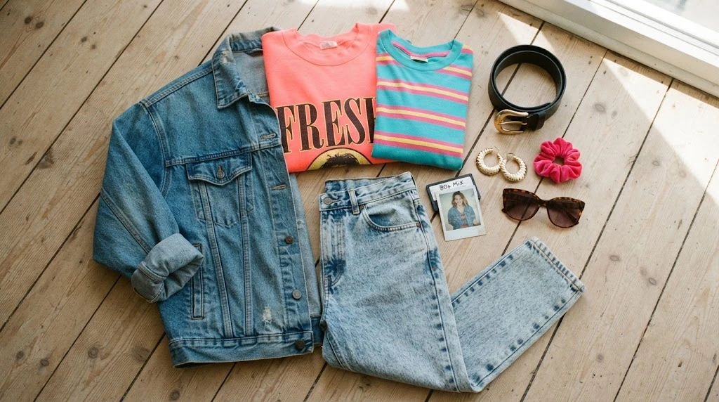 Everyday clothing pieces for an 80s inspired style