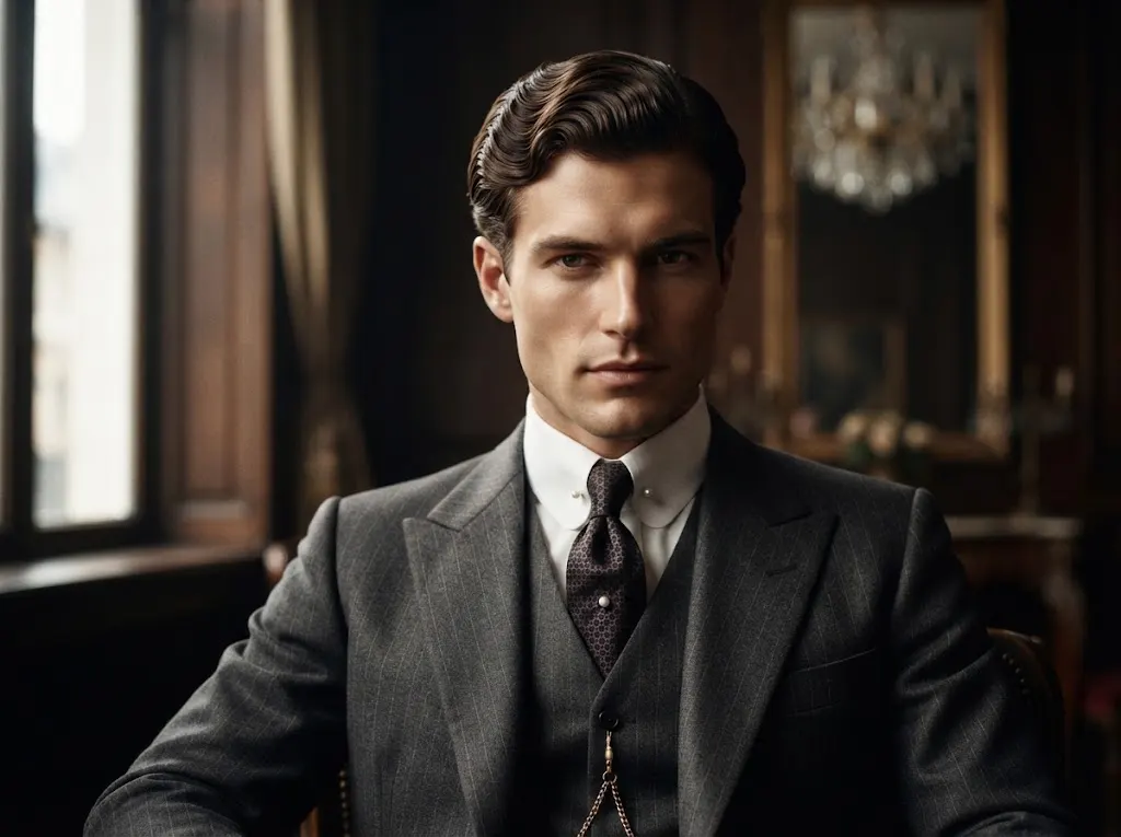 1920s man with neatly styled wavy hair
