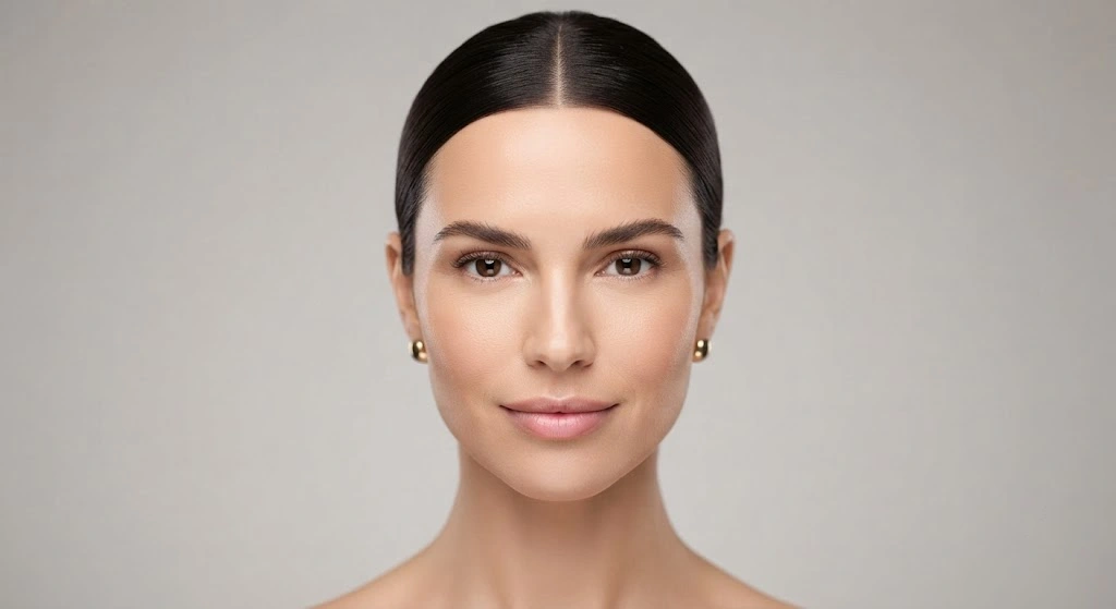 Woman with an oblong face shape
