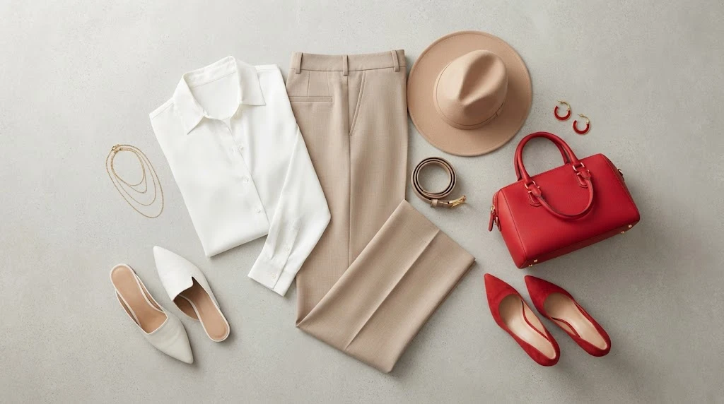 Fashion outfit showing dominant secondary and accent colors