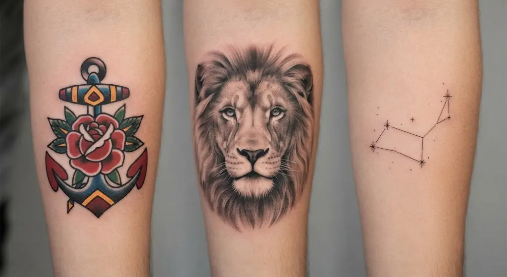 Comparison of tattoo line work shading and color styles