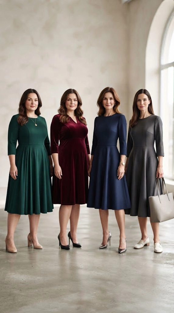 A-line dresses styled on women with different body proportions