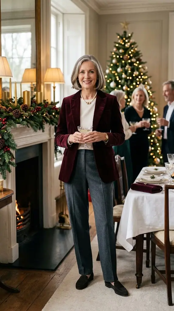 Balanced Christmas dinner styling for women over 50