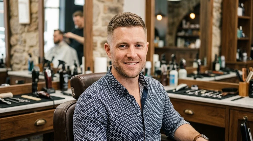 Classic crew cut for men with oval faces