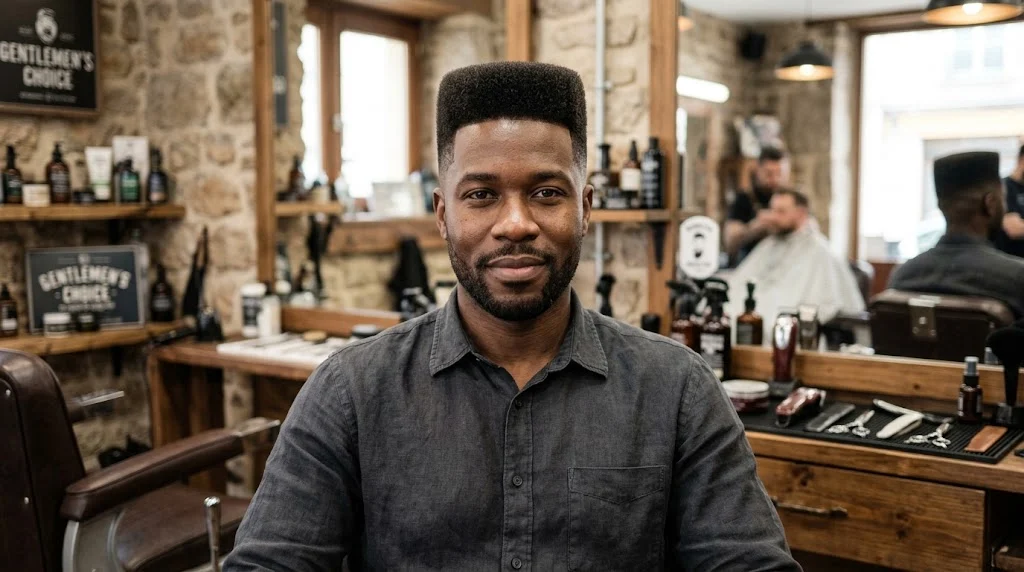 Flat top haircut for men with oval faces