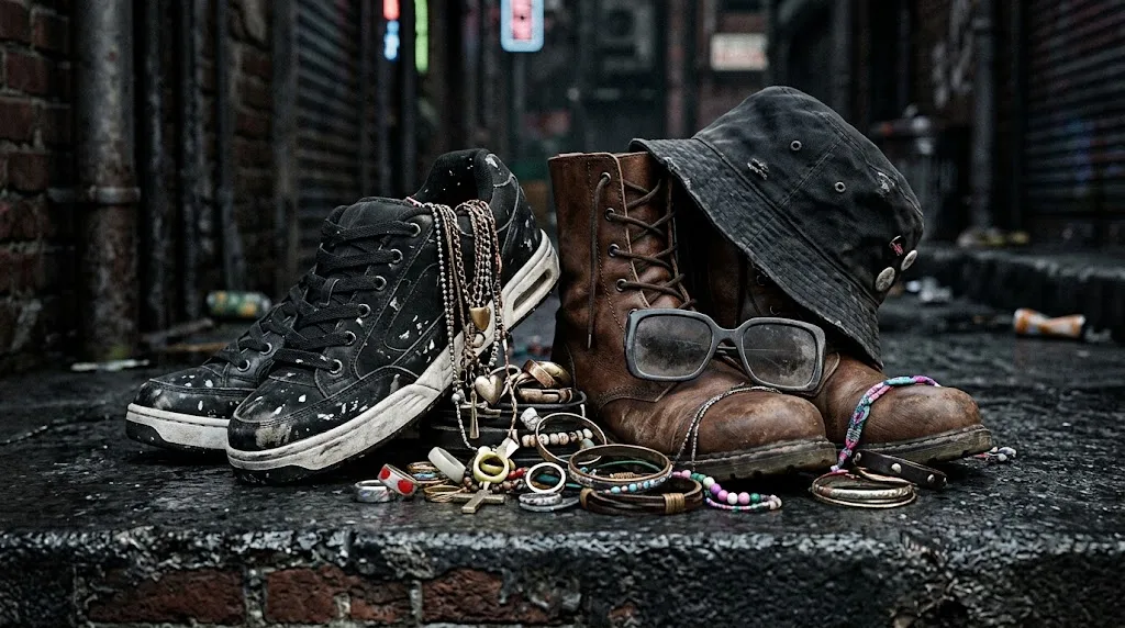 Indie sleaze shoes and statement accessories