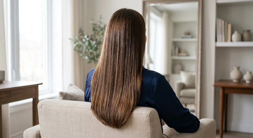 Woman with long healthy hair and well-maintained ends