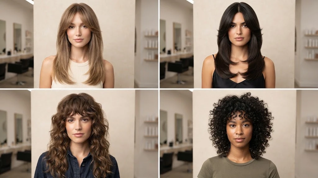 Butterfly and wolf cuts on different hair textures