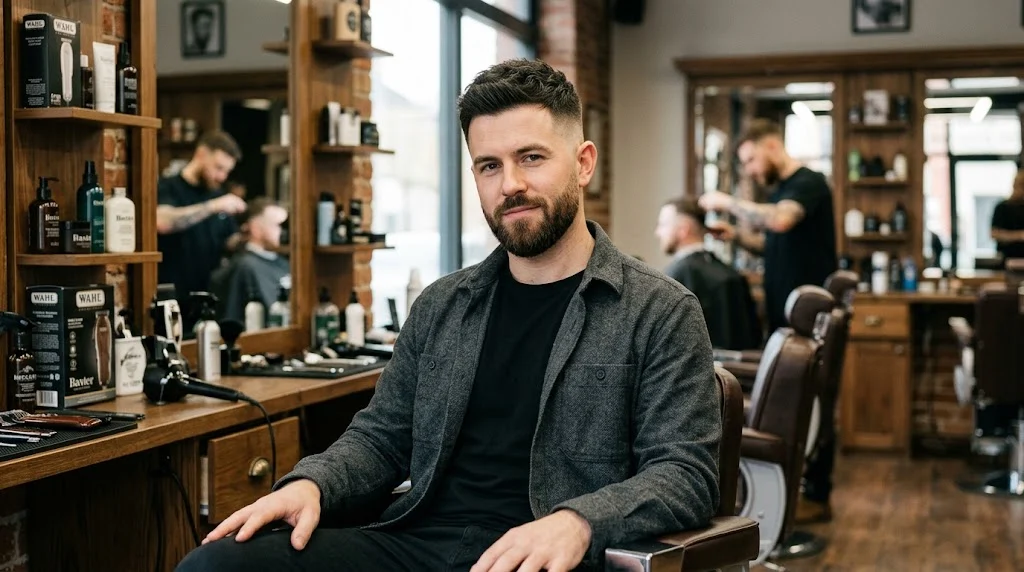 High fade with textured top for an oval face