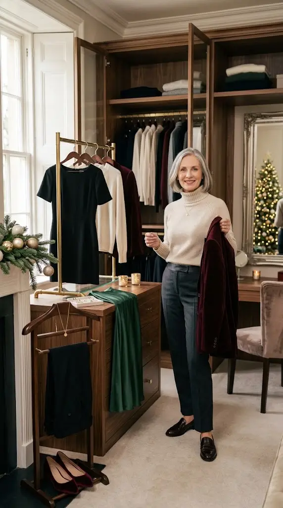 Holiday capsule wardrobe pieces for women over 50